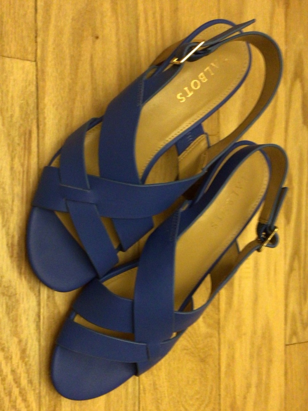 Blue Strappy Leather Slingback Sandals